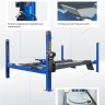 Подъемник четырехстоечный с пневмогидравлической траверсой для сход-развала 380В 4455JAB