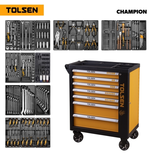 Набор инструментов 239 предметов, "CHAMPION", в черной тележке TOLSEN TT85416