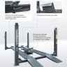 Подъемник четырехстоечный 5 т, c ручной траверсой 3 т N433, для сход-развала, механическое снятие 4450_MG(M)